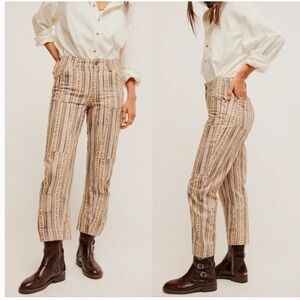 NWT FREE PEOPLE SUPERSONIC PRINTED SLIM PANTS- FARMHOUSE STRIPE-SIZE 12
